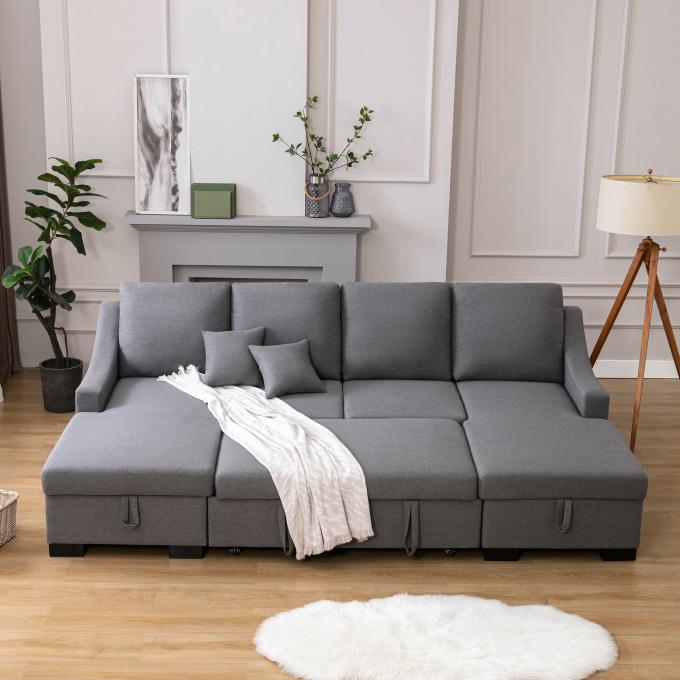 Cara Furniture Big U-shaped double chaise with Storage sofa beds Popular style sleeper sofas Living room sofa bed 3
