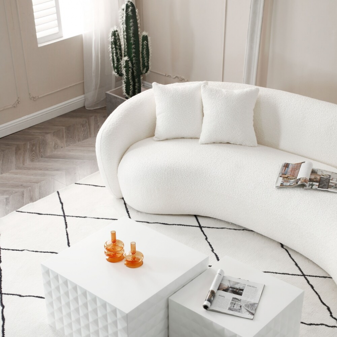 European arc cozy living room sofa modern minimalism cream moon-shaped corner berber fleece Dough sofa 2