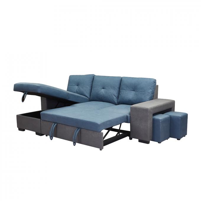 Nontoxic Corner Fabric Sleeper Couch Bed With Storage Wear Resistant 2