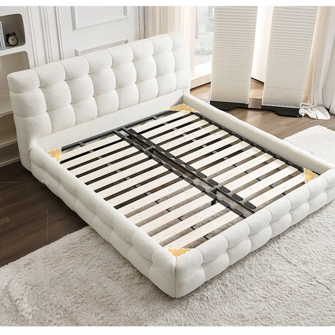 OEM/ODM Furniture Factory direct sales latest cream lambwool bread pattern hotel beds twin bed king bed queen bed 7