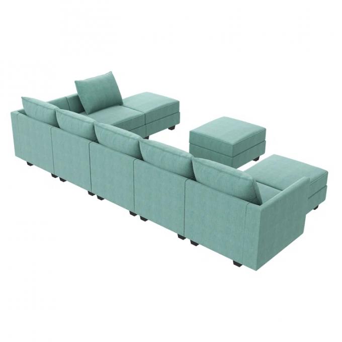 Top grade large manual assembly green ottoman cheap sofa set home furniture velvet U shaped Sectional couch home sofa 3