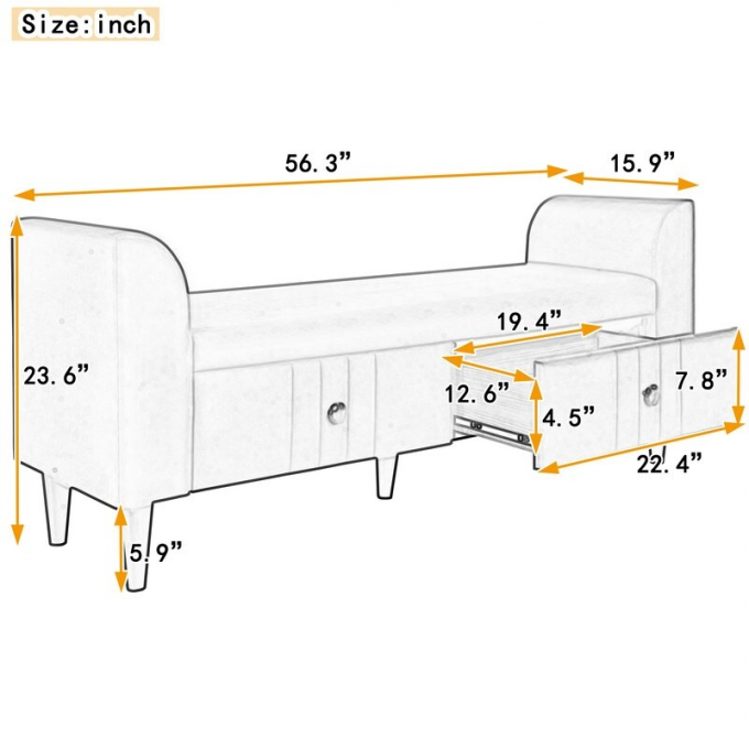 OEM ODM Home Living Room Storage Ottoman Bench With 2 Drawers 0
