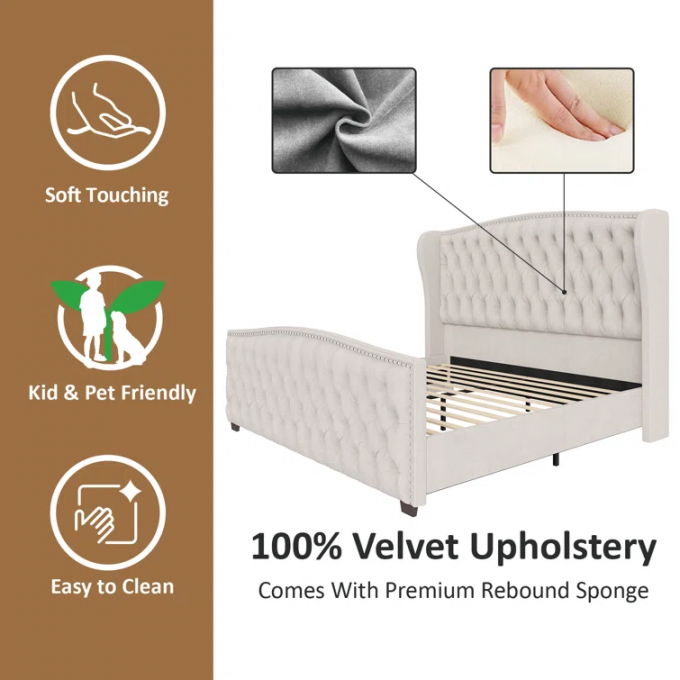 OEM/ODM Furniture Factory direct sales latest cream lambwool bread pattern hotel beds twin bed king bed queen bed 13