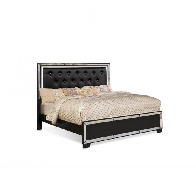 LED lights High-End Modern bed furniture upholstered set bed with button tufted design for HOTEL BEDROOM 2