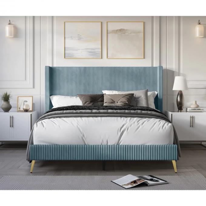 Newest North America style Gold metal leg luxury bed King size soft beds customize furniture for hotel and Bedroom 4