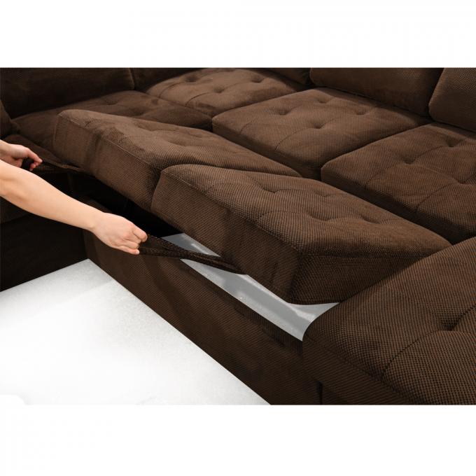 Beige living room sofa bed with storage Modern big U shaped sofa sleeper Europe North America big corner sectional sofa 4