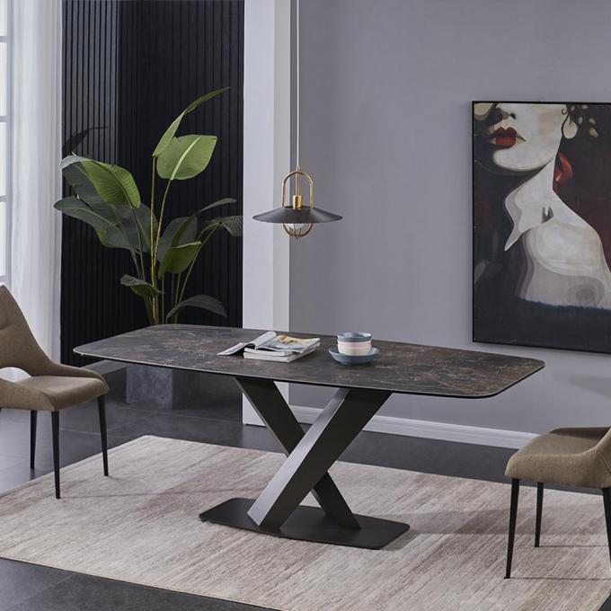 Modern Marble Top Frosted metal Leg Frame Design Living room Furniture Dinning Table 0