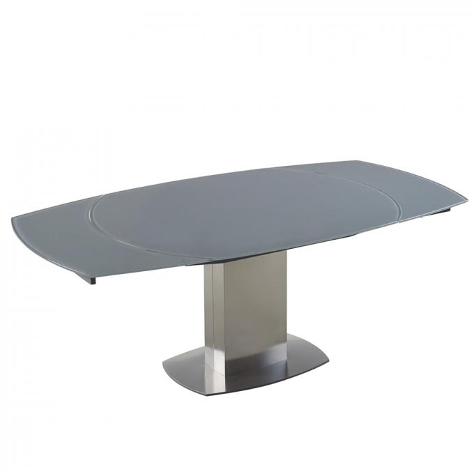 Modern Living Room Extended Stainless Steel Base Swivel Fashion Tempered Glass Dinning Table Sets 1