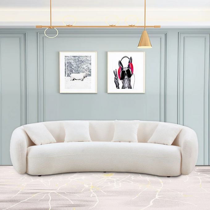 European arc cozy living room sofa modern minimalism cream moon-shaped corner berber fleece Dough sofa 1