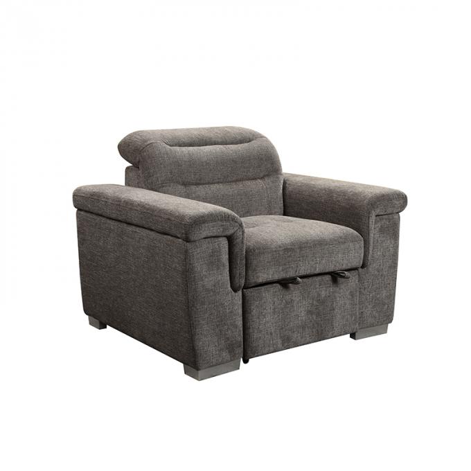 Headrest Adjustable Grey noon break office Convertible chair with pull out bed single sofa chair Foam Lounge Chair 3