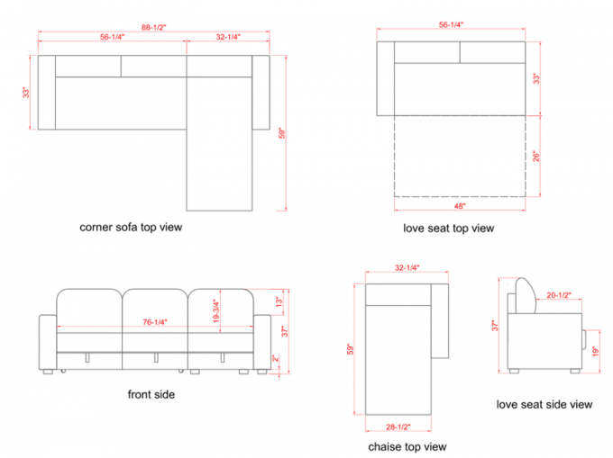 NEW sectional contrast color stitch couch left hand facing living room spaces modern L shaped typed grey fabric sofa 5