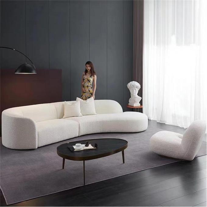 Italian minimalist fabric lamb velvet sofa set shaped curved light luxury Nordic modern corner sofa bed 7