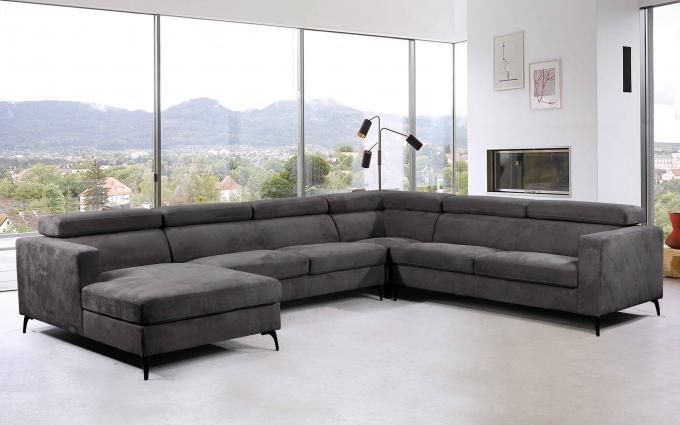 U Shaped Luxury Corner Sofa Anti Fading Stain Resistant Foldable 5