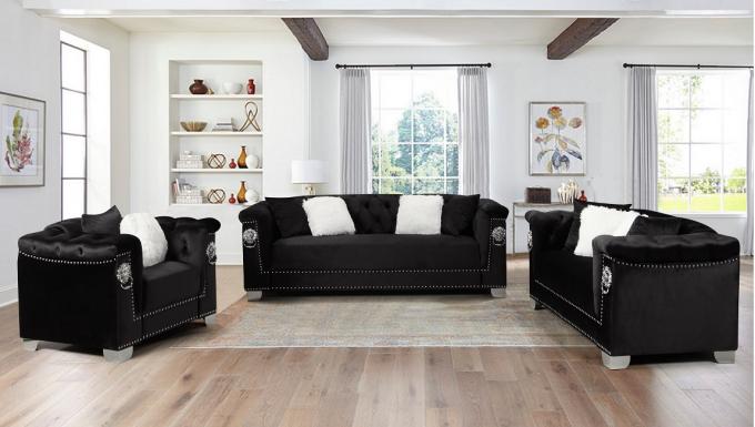 Wholesale Custom Living Room Furniture Chesterfield Tufted Velvet Fabric Sofa Set 1+2+3 Seater  Living Room Sofa 5