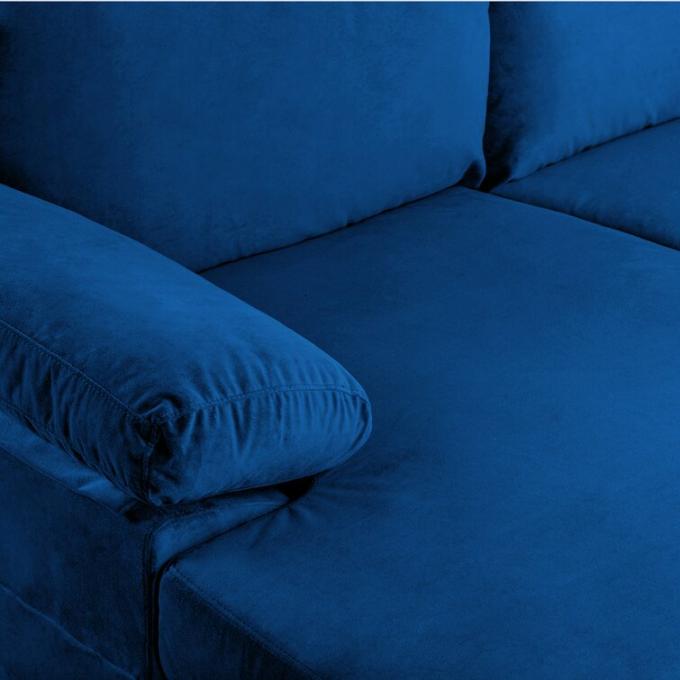 Velvet Chaise Modular Sectional Sofa Anti Abrasion Dark Blue Color 2