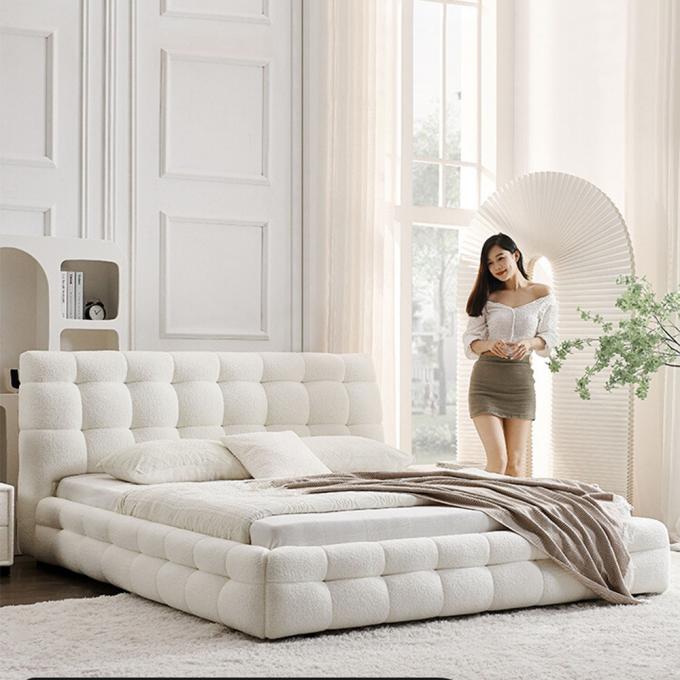 OEM/ODM Furniture Factory direct sales of the latest design of white lambwool cake velvet fabric cream bread hotel beds 2