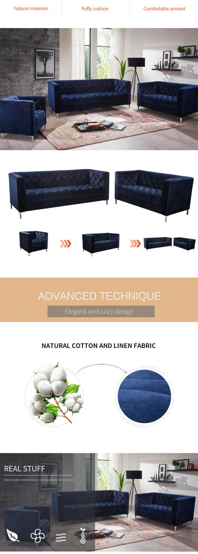 Living room Furniture New Design Sofa Bed Modern Blue Velvet Fabric Tufted Convertible Sofa Bed 0