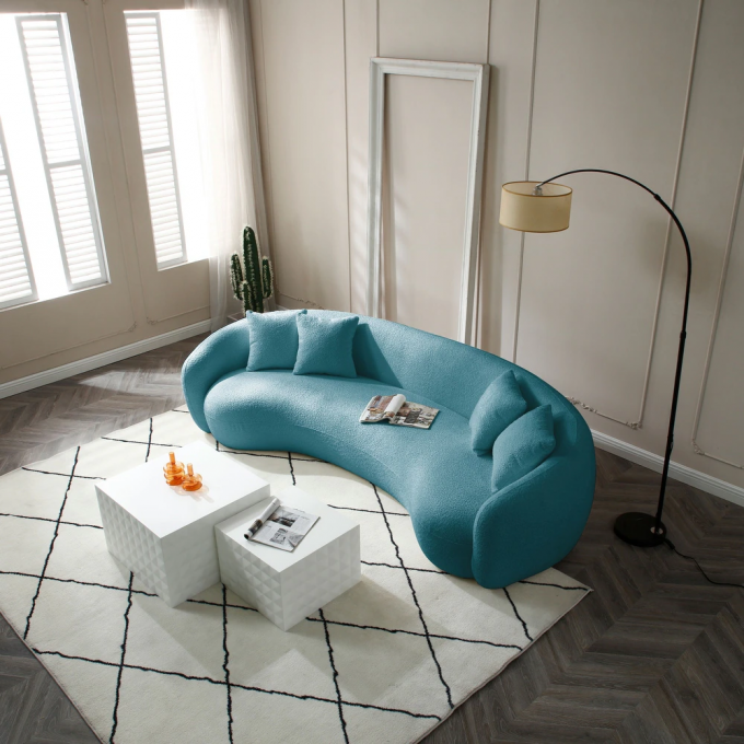 European arc cozy living room sofa modern minimalism cream moon-shaped corner berber fleece Dough sofa 8