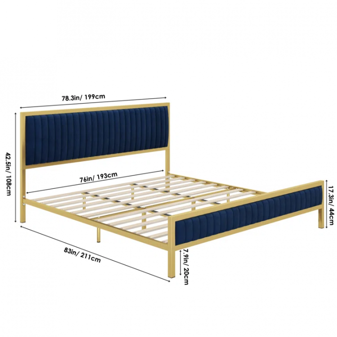 Factory Wholesales competitive price velvet Cama simple twin full queen king iron metal frame bed for bed chamber 6