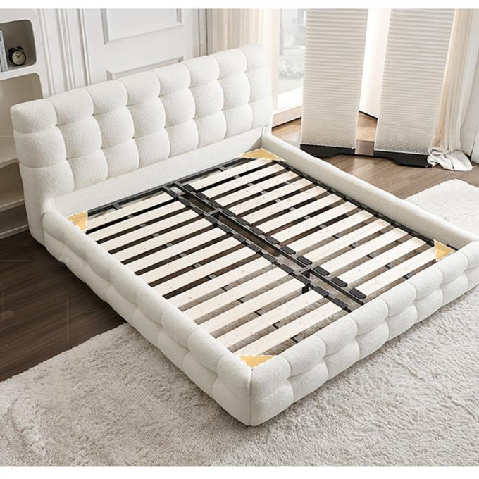 OEM/ODM Furniture Factory direct sales of the latest design of white lambwool cake velvet fabric cream bread hotel beds 7