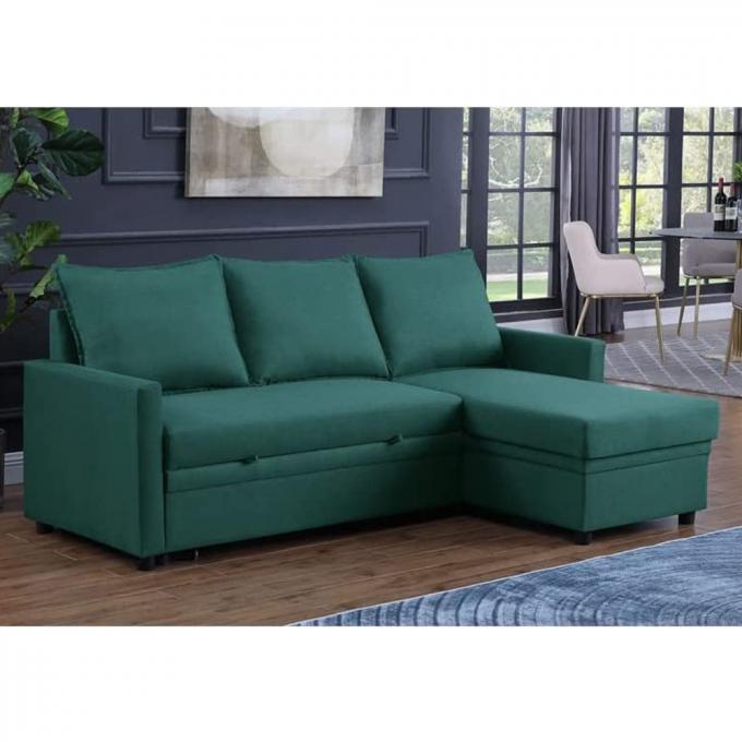 French Style Modern Simple sofa bed OEM Cheap Price Corner sofa set for Living room Green Color Linen Fabric sleeper sof 3