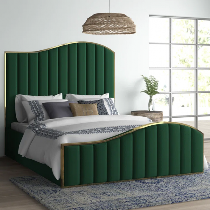 ODM/OEM popular France Top grade gold metal frame velvet king bed queen bed Upholstered beds for bedroom Boconcept 2
