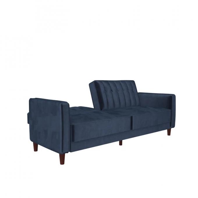 Dongguan Cara furniture adjustable backrest headrest blue velvet 3seater sleeper sofa bed love seat 5