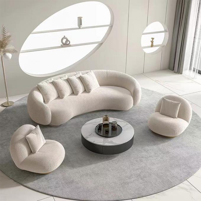 Italian minimalist fabric lamb velvet sofa set shaped curved light luxury Nordic modern corner sofa bed 6