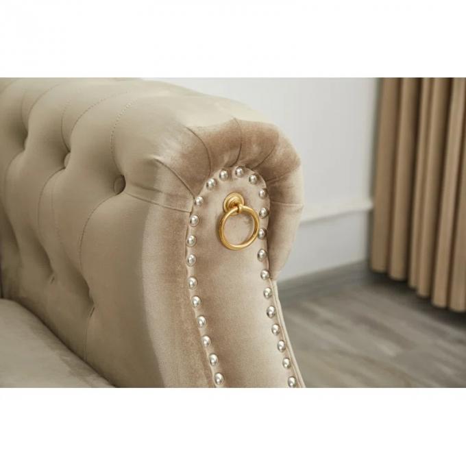 Light tufted Luxury Beige Sofa Set Furniture Velvet 1 2 3 Seat Honeycomb Stainless Steel Living Room Sofas For Home Hote 7