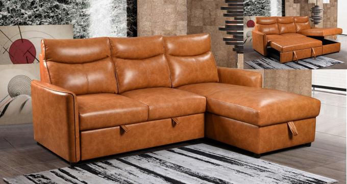 Extendable Modern Leather Sofa Anti Scratch Multiscene Wear Resistant 6