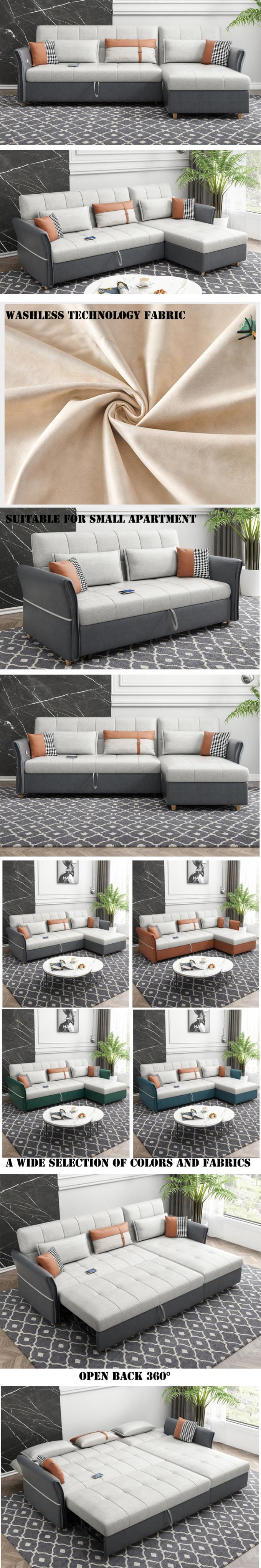 OEM/ODM new design technology fabric oil proof waterproof living room sofa with USB charging storage function sofa bed 2