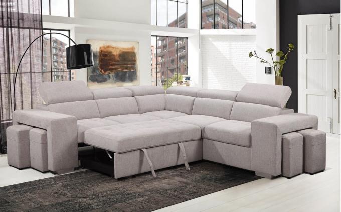 Guangdong manufacture Best seller 2seater+corner+2seater with extendable bed sofa living room sofa bed functional couch 3