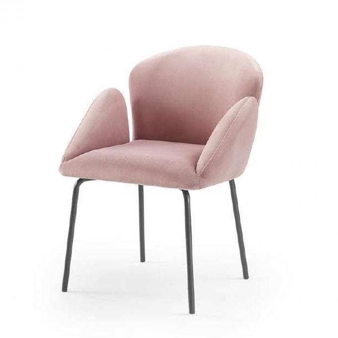 Anti Fading Velvet Modern Single Seater Chair Pink Color For Kitchen 1