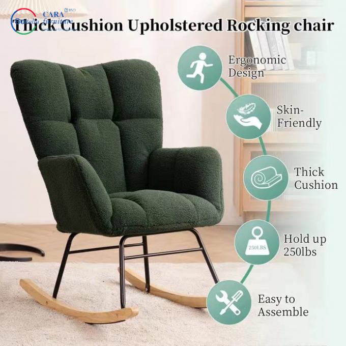 Durable Metal Wood Leg Luxury Fabric Armchairs Modern Furniture Living Room Rocking Chair 8