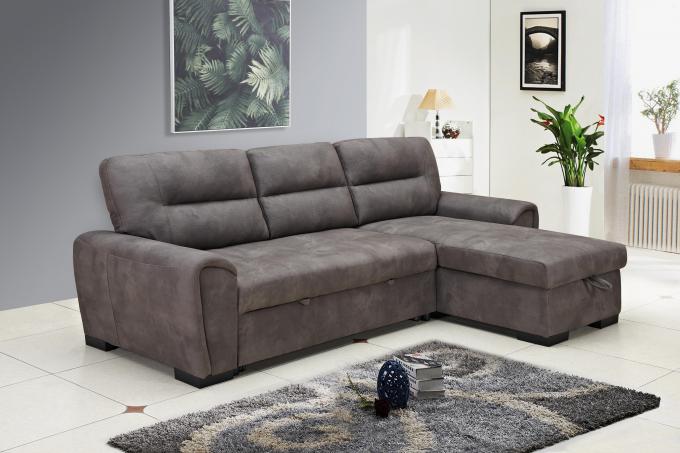 Sectional Pull Out Folding Sofa Bed Multipurpose Breathable Light Gray 7