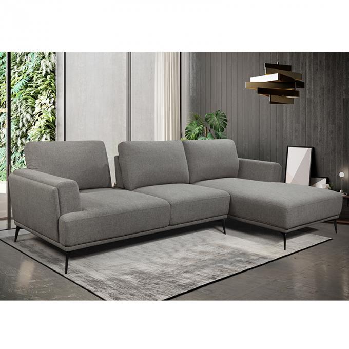Modern Design Simple Elegance Gray Living Room Furniture Lounge Adjustable Headrest L Shaped Sofa Set Chair with Medal 1