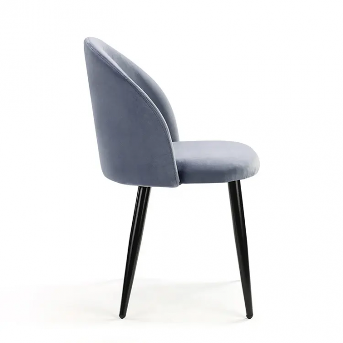 Breathable Blue Upholstered Dining Chair Luxury With Metal Legs 3