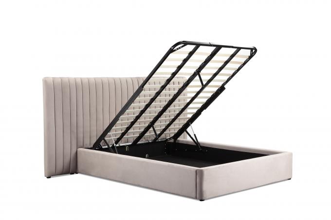 Practical Ottoman Plush Velvet Bed , Breathable Space Saving Furniture Bed 2