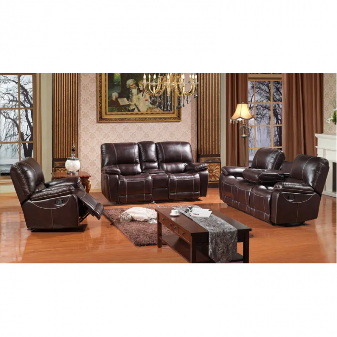 ODM Hotel Leather Power Recliner Sofa , Durable Leather Couch With Electric Recliners 5