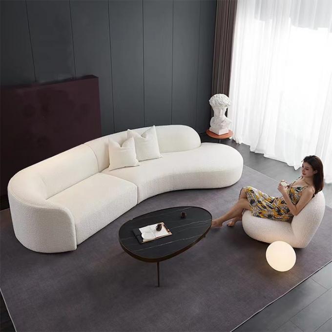 Italian minimalist fabric lamb velvet sofa set shaped curved light luxury Nordic modern corner sofa bed 1