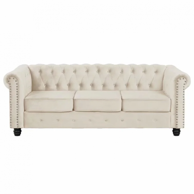 Top grade customize Recreation Entertainment alternative colors dual-purpose beige velvet 3+2Living Room sofa Set 5