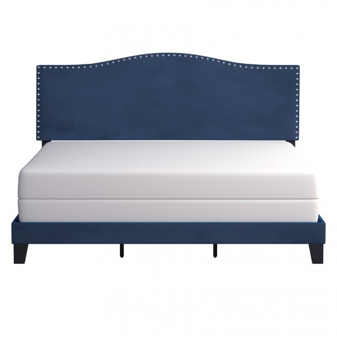 Most Popular bed furniture Blue velvet color Queen size bed Upholstered panel beds for Hotel Bedroom 3