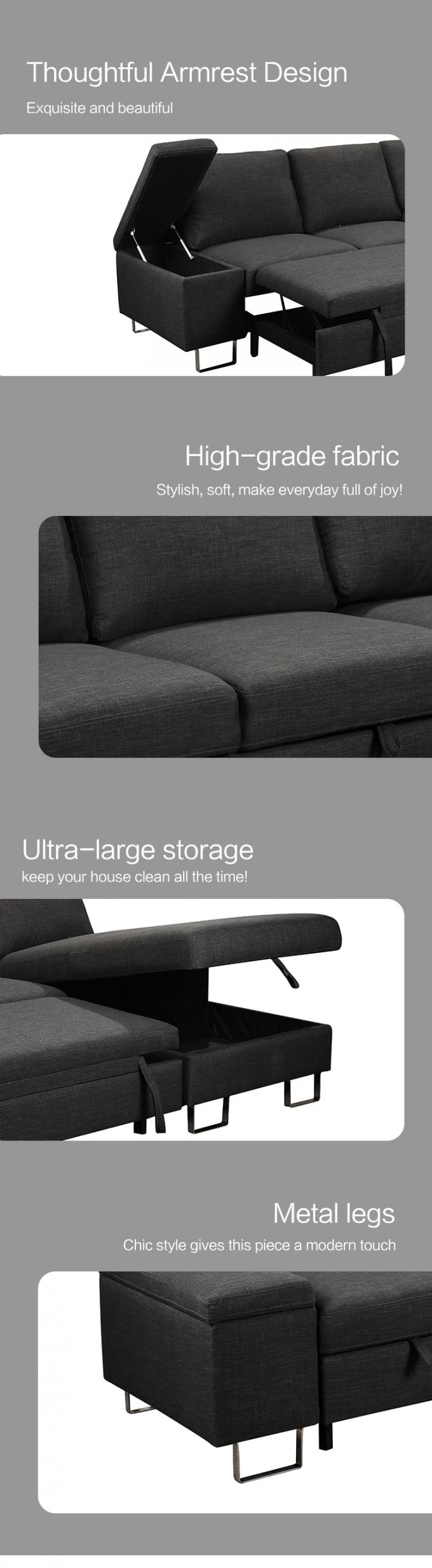 Nordic Modern style furniture sofa bed Design fabric corner sofa Lounge sectional luxury L shaped bed cum sofa 3