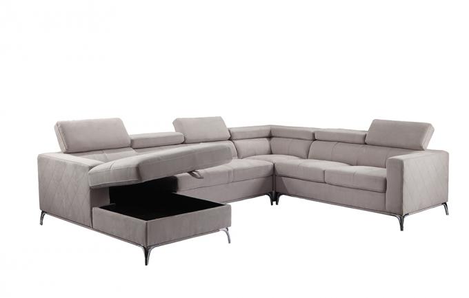 OEM/ODM Furniture Manufacturer Modern Living room sofa fabric sectional sofa couch with headrest and storage 6