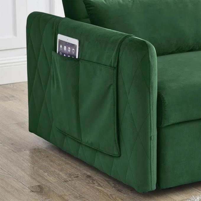 multi-functional dual-purpose loveseat with fold out bed green velvet sofa beds low prices with side pocket 3