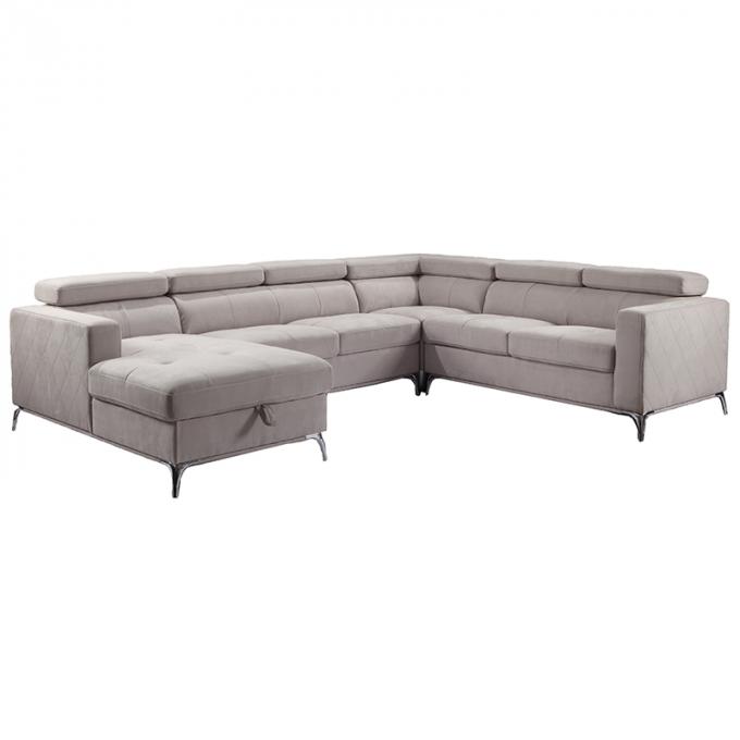 OEM/ODM Furniture Manufacturer Modern Living room sofa fabric sectional sofa couch with headrest and storage 4