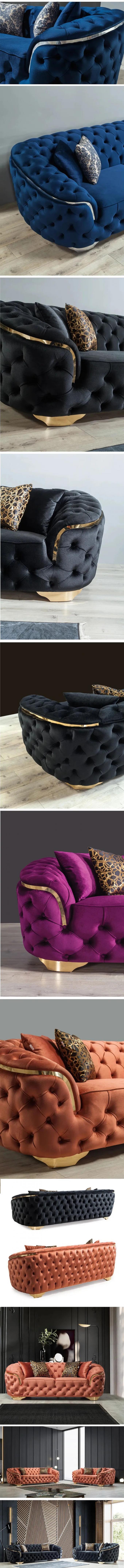 Factory direct sales of the latest design luxury sofa set 2+3Velvet purple fabric living room sofa for Hotel apartment 1