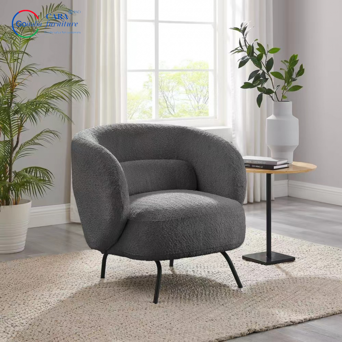 Newly Arrived Apartment Hotel Fluffy White Living Room Chair Elastic Nordic Modern Single White Sofa 4