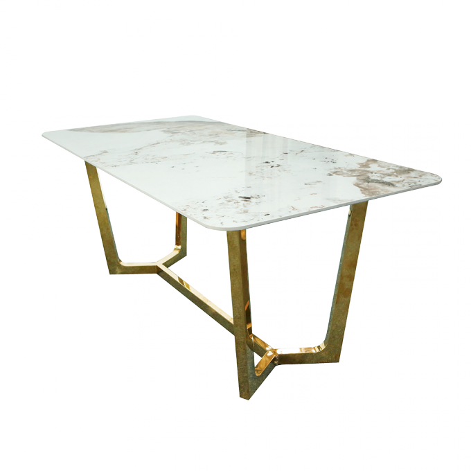 Ceramic Top Luxury Modern Dining Table Set Antiwear For Apartment 5