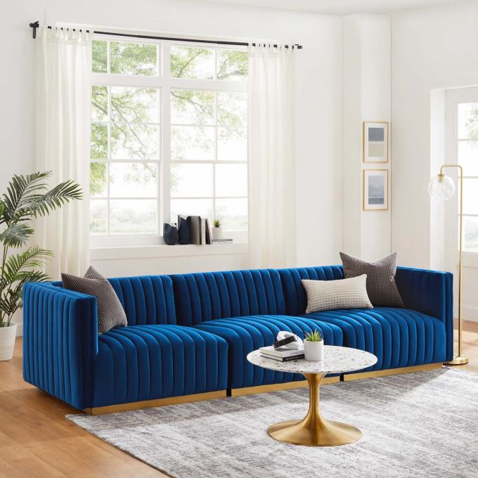 Cara furniture factory direct salsofa set module 3 seater sofas luxury velvet fabric upholstered Living room 1